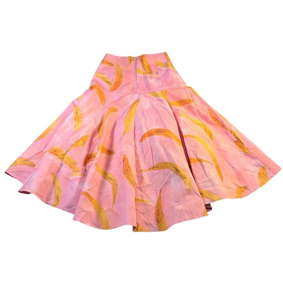 ZARA Pink Banana Print High Low Midi Skirt 3188/153 XS New With Tags - Picture 4 of 9